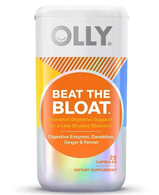 OLLY Beat The Bloat Capsules, Digestive Support Enzymes, Supplement - 25 Count