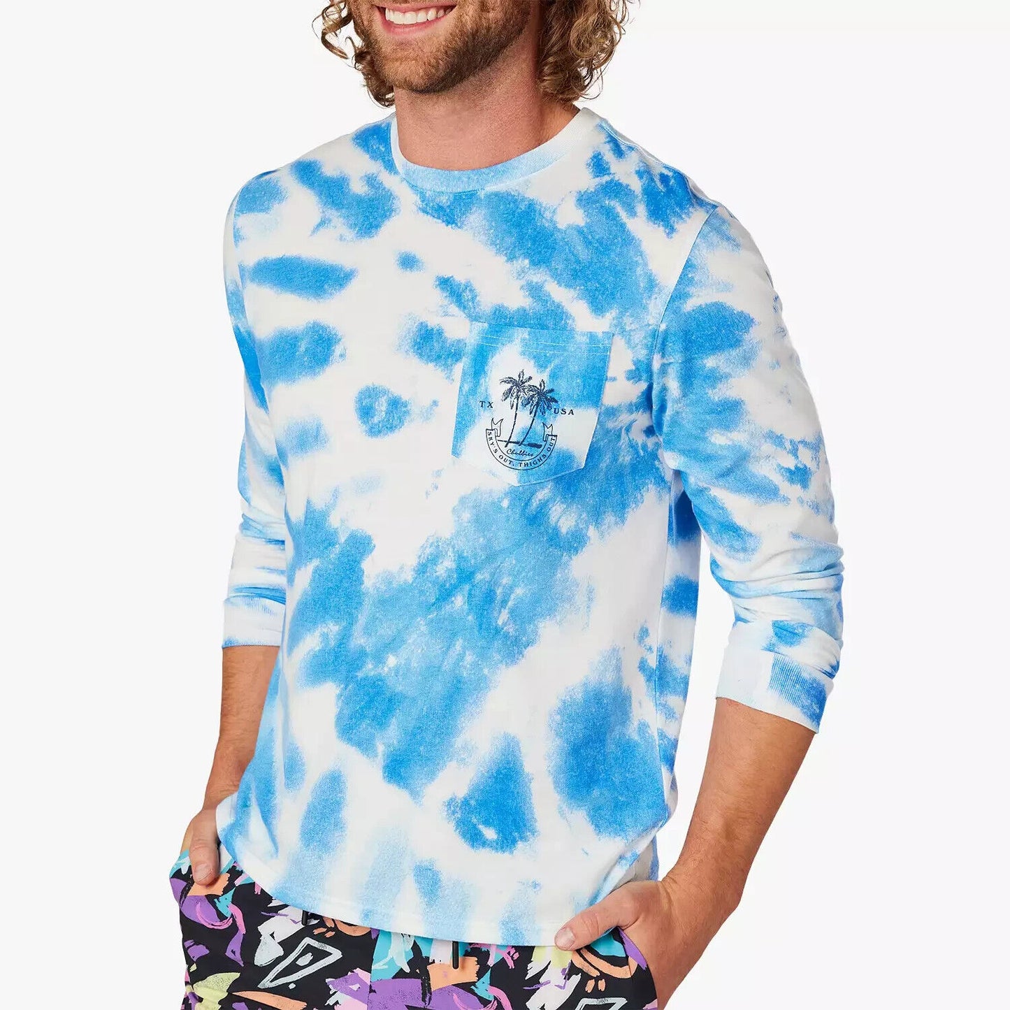 Men's Chubbies The Wave Pool Long Sleeve Tee | T-Shirt /W Pocket