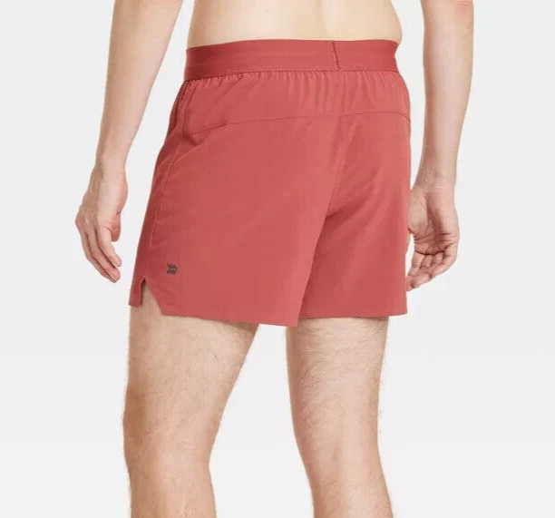 All In Motion Men's Workout 5 Inch Running Shorts | Red Redish Orange