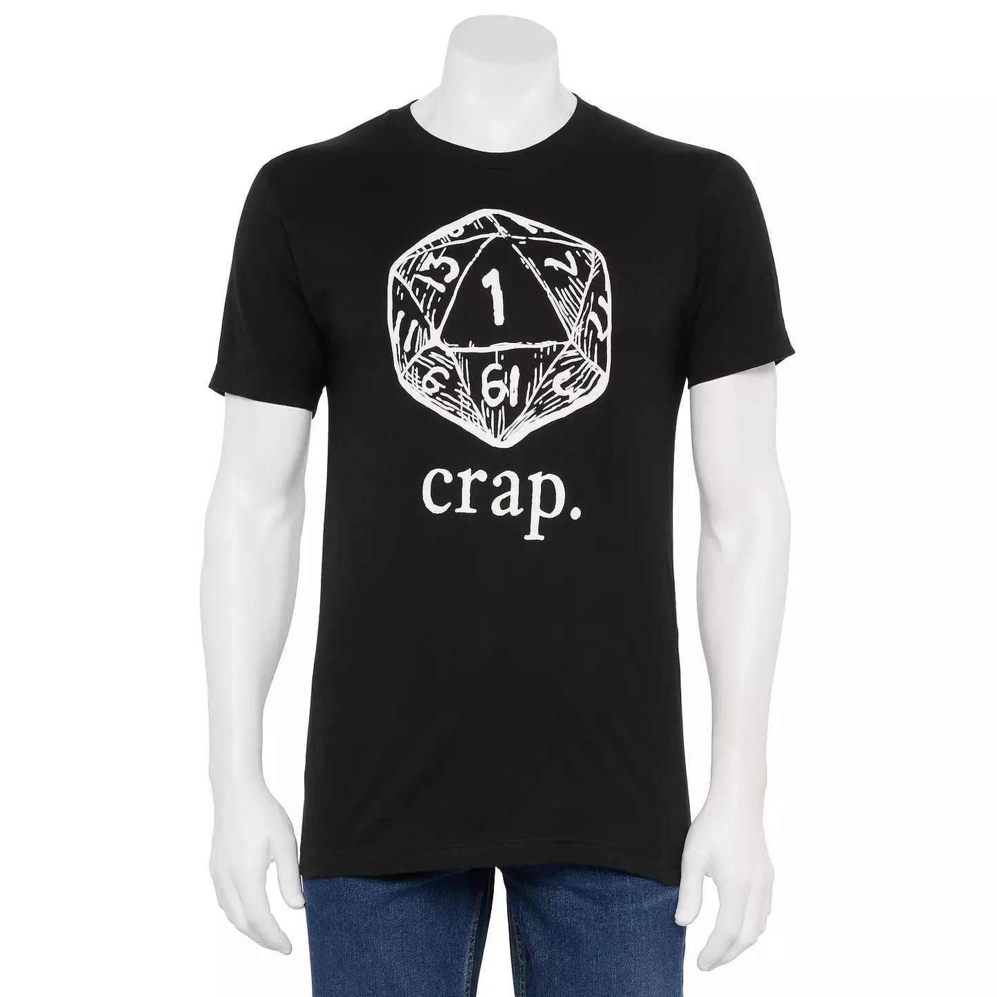 Men's Dungeons and Dragons "Crap" D20 Dice Tee T-Shirt Black Official