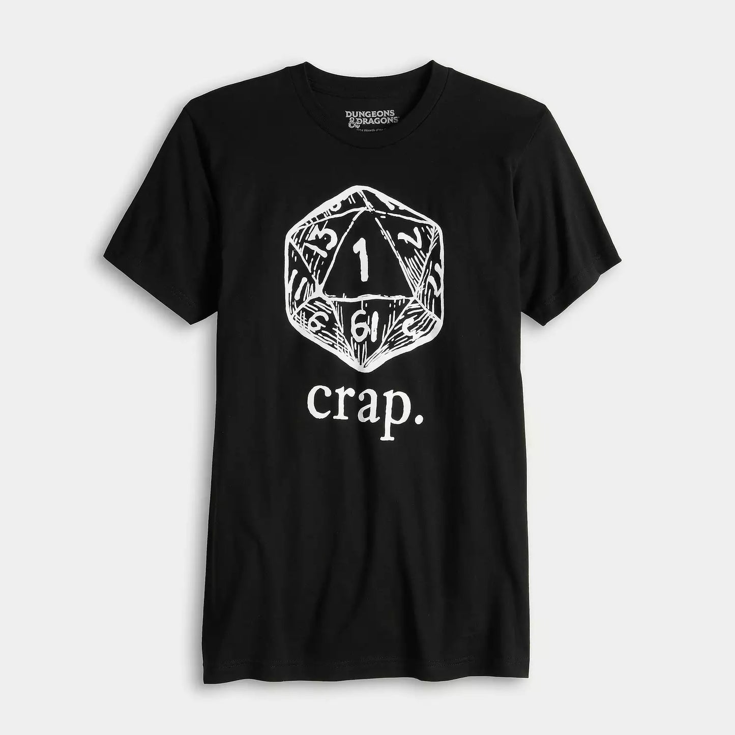 Men's Dungeons and Dragons "Crap" D20 Dice Tee T-Shirt Black Official