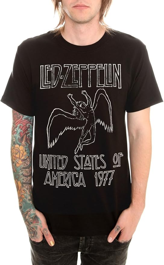 Led Zeppelin U.S. Tour 1977 Crew Neck Short Sleeve Charcoal Heather Men's T-shirt