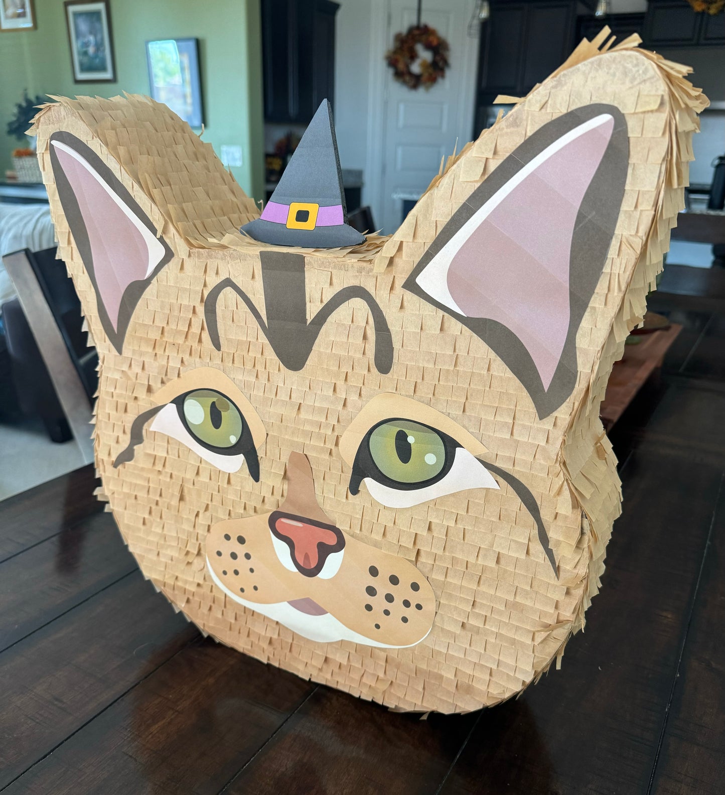 Tabby Kitty Cat, Light Brown *with Halloween Hat Accessory | 17” Piñata | Birthday Party Pinata