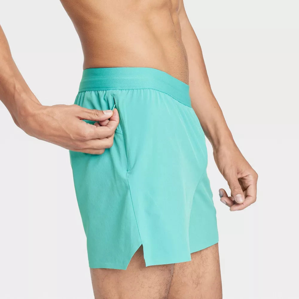 All In Motion Men's Workout 5 Inch Running Shorts | Turquoise