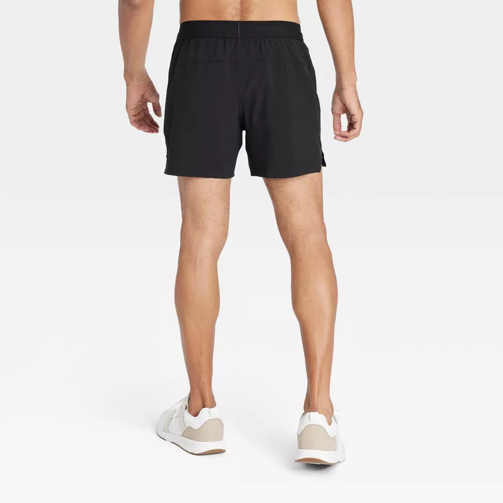 All In Motion Men's Workout 5 Inch Running Shorts | Black Onyx