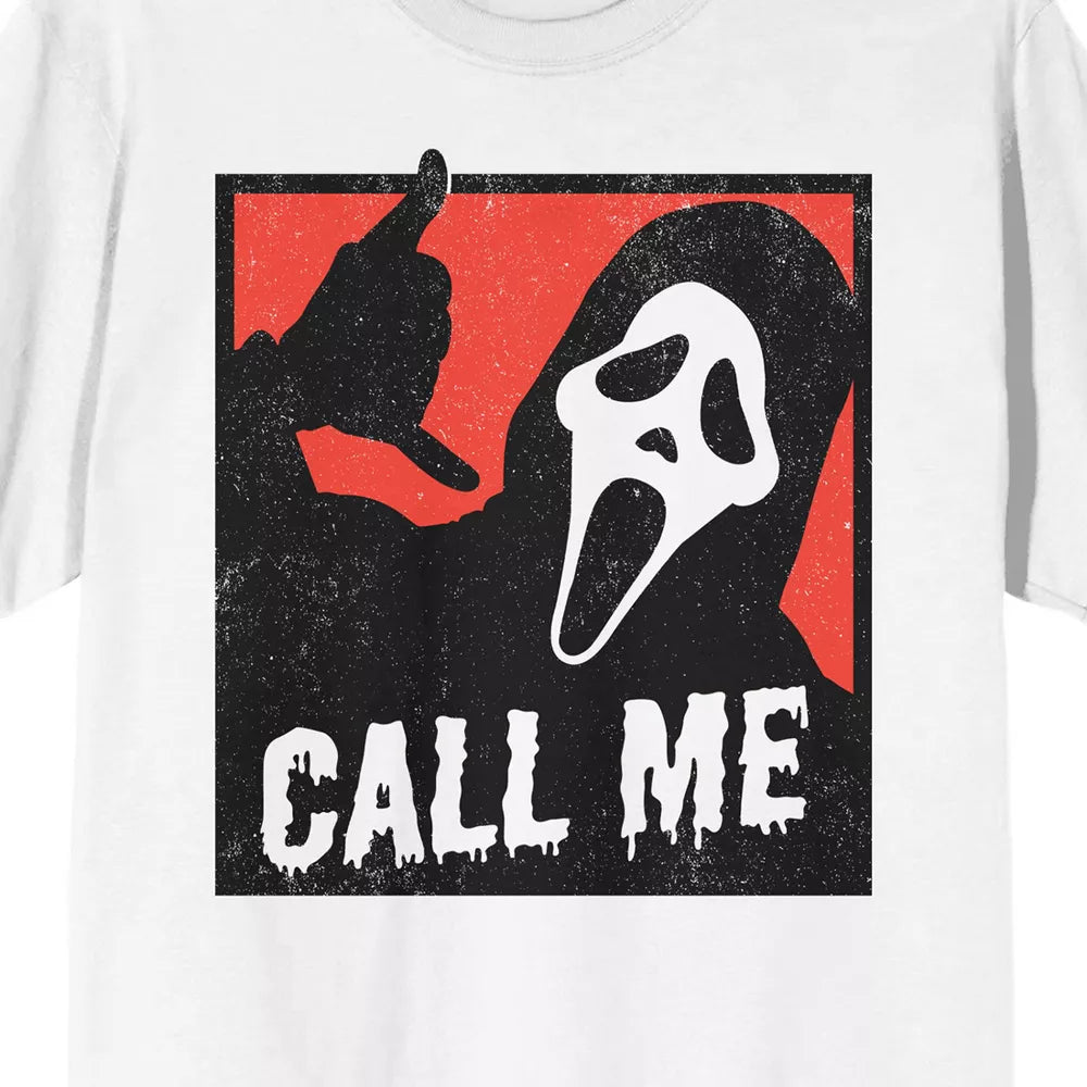 Scream Ghostface Call Me White T-Shirt | Men’s Shortsleeve Shirt