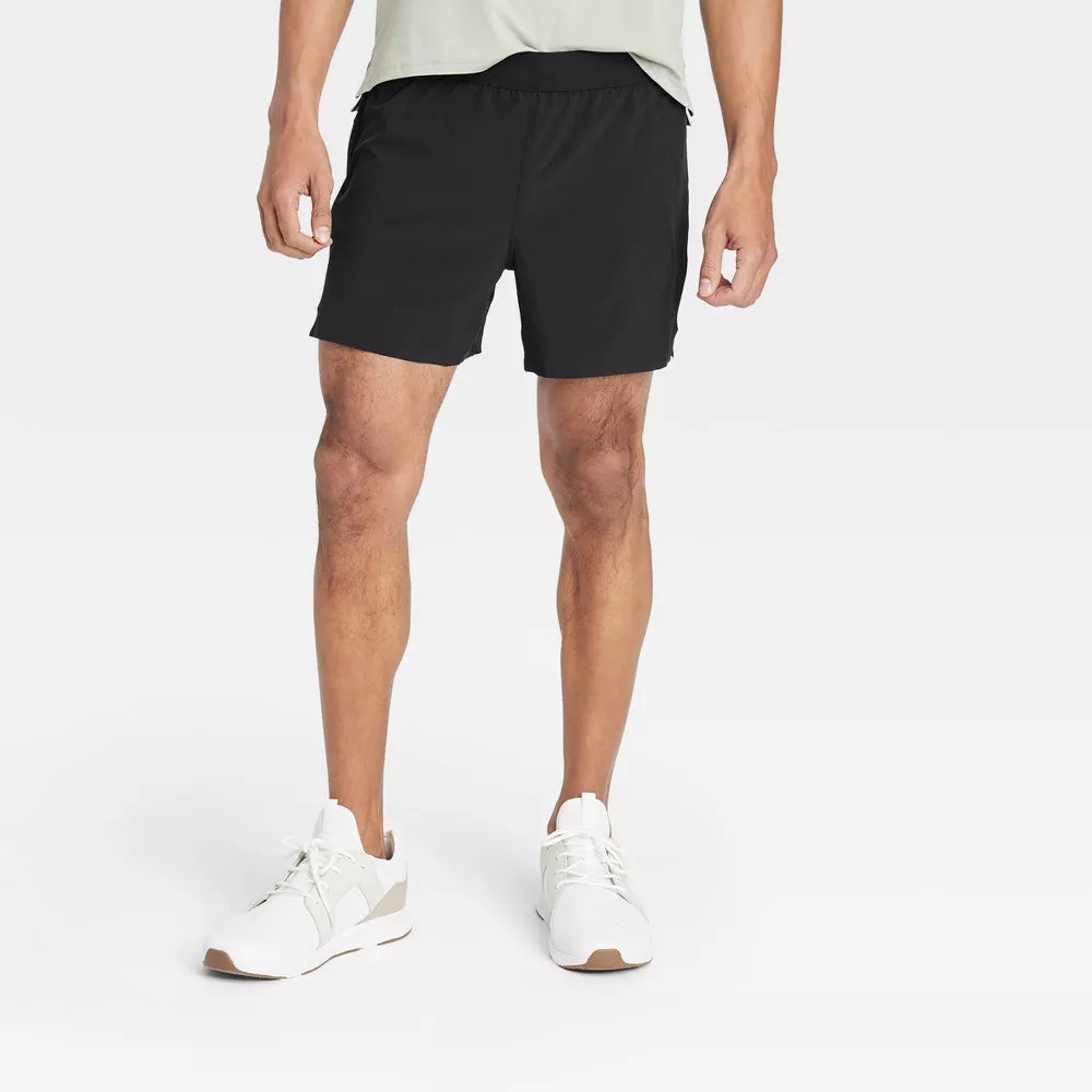 All In Motion Men's Workout 5 Inch Running Shorts | Black Onyx