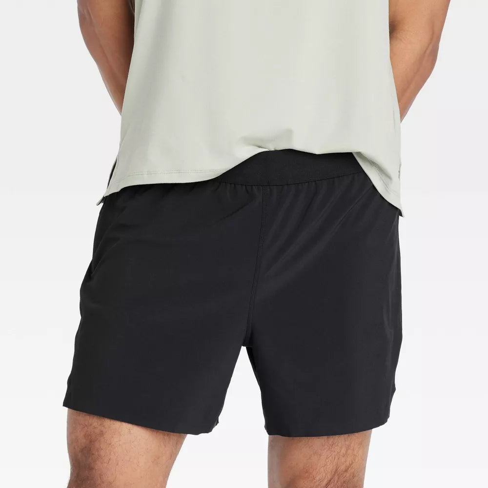 All In Motion Men's Workout 5 Inch Running Shorts | Black Onyx