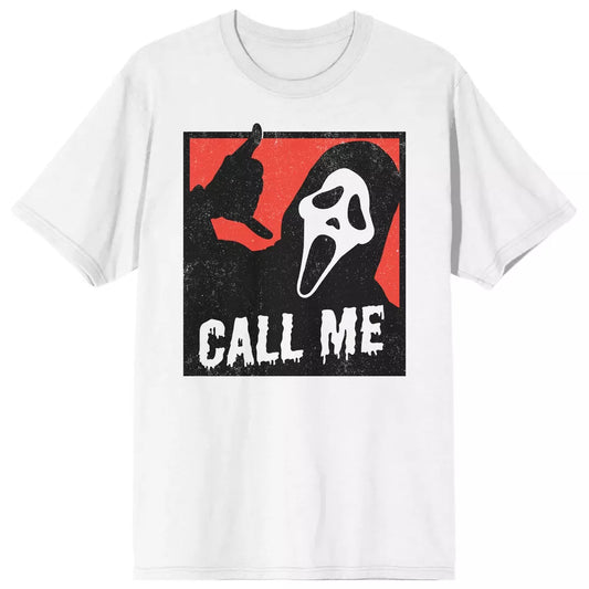 Scream Ghostface Call Me White T-Shirt | Men’s Shortsleeve Shirt