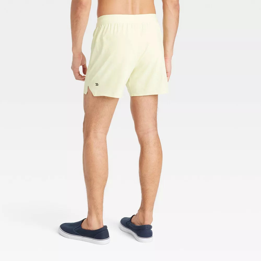 All In Motion Men's Workout 5 Inch Running Shorts | Lemon Light Yellow