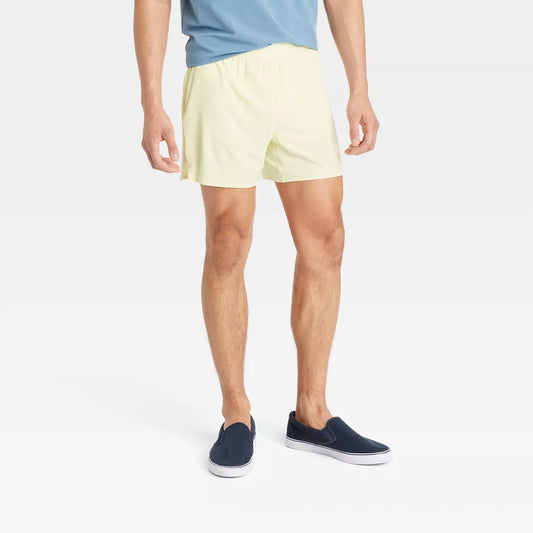 All In Motion Men's Workout 5 Inch Running Shorts | Lemon Light Yellow