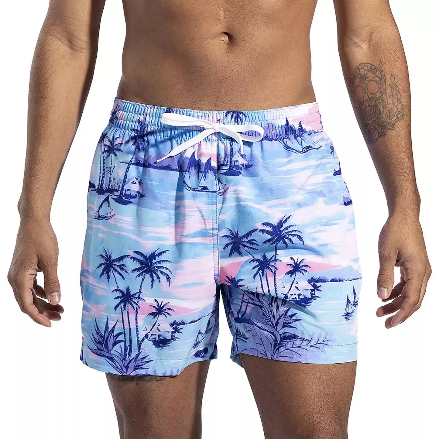 Chubbies Classic Swimming Shorts Pink Palm Trees 5.5 Inseam Swim Trunks